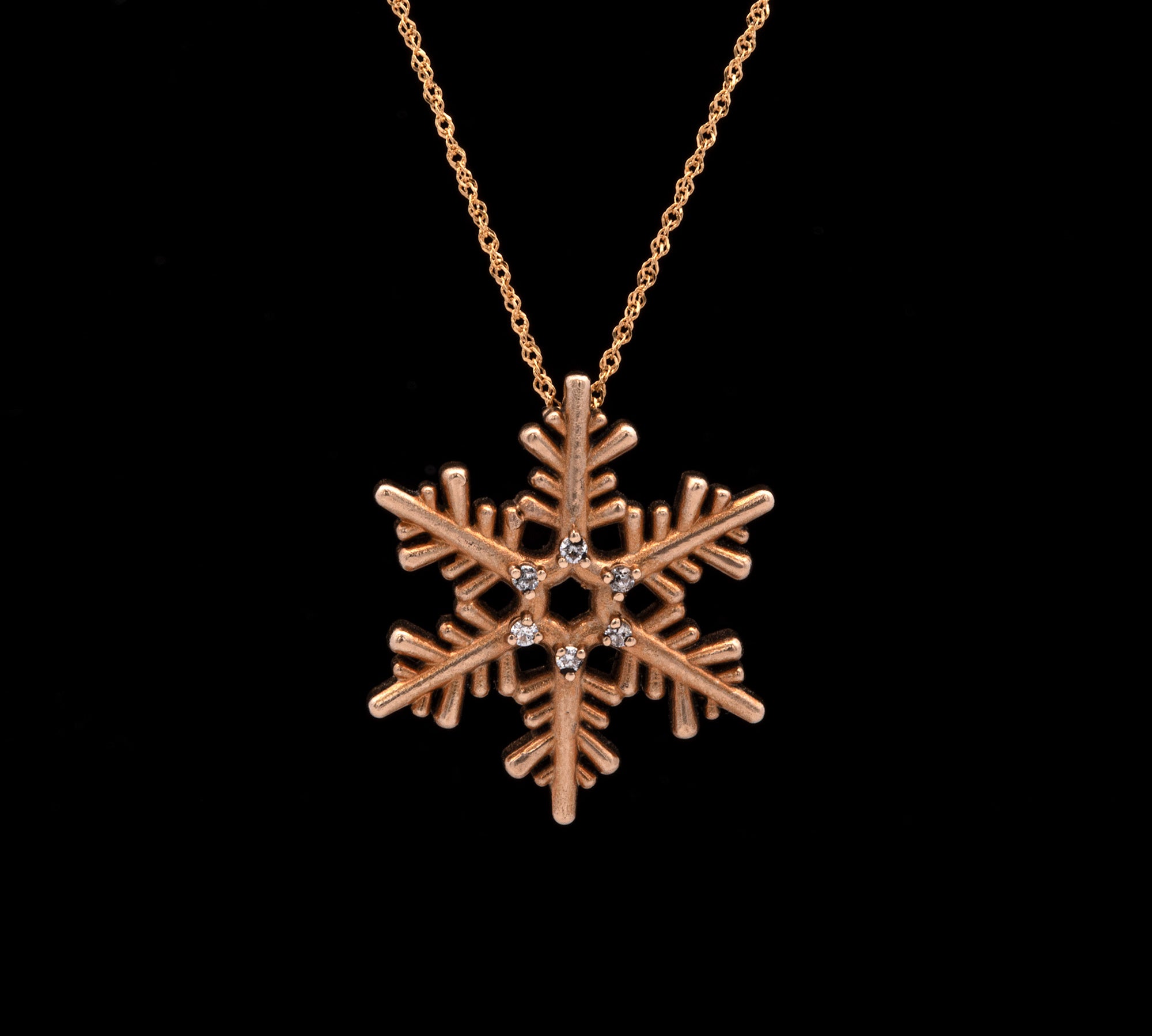 Richmond Diamond Snowflake Pendant With 18" Chain, 14K Yellow Gold