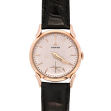 34mm 14K Yellow Gold "Omega" Watch With Waffle Dial And Leather Strap, Circa 1940s
