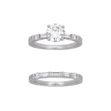 Custom Platinum Diamond Engagement Ring And Wedding Band Set