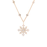Custom 18K Yellow Gold Old Mine Cut Diamond Snowflake Pendant And 20 Inch Graduating Diamond Station Chain With Jump Ring At 18 Inches