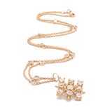 Custom 18K Yellow Gold Old Mine Cut Diamond Snowflake Pendant And 20 Inch Graduating Diamond Station Chain With Jump Ring At 18 Inches