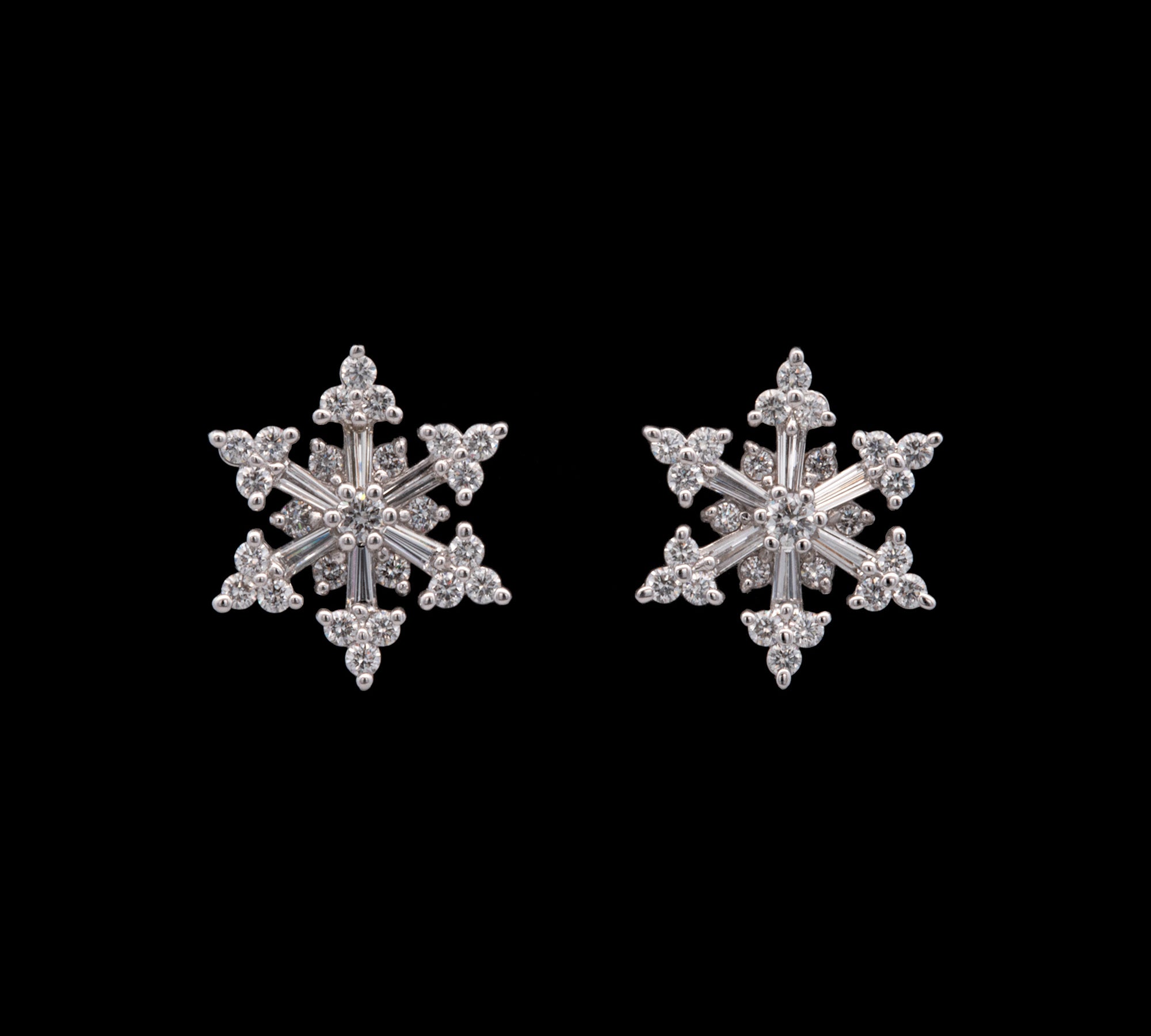 Stowe Strong Diamond Snowflake Earrings 14K White Gold