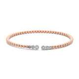 14K Yellow And White Gold Flexible Bead Bracelet With Six Diamond Accents