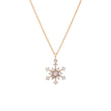 Waitsfield Diamond Snowflake Pendant With 18" Chain, 14K Yellow Gold