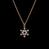 Waitsfield Sapphire And Diamond Snowflake Pendant With 18 Inch Chain, 14K Yellow Gold
