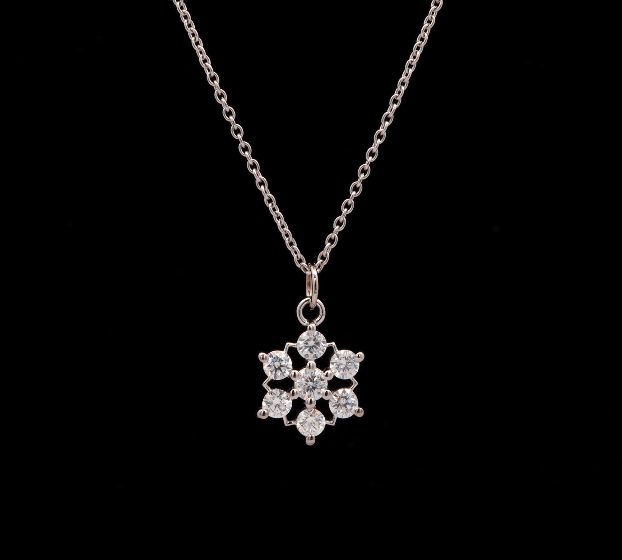 Warren Small Diamond Snowflake Pendant With 18 Inch Chain, 14K White Gold