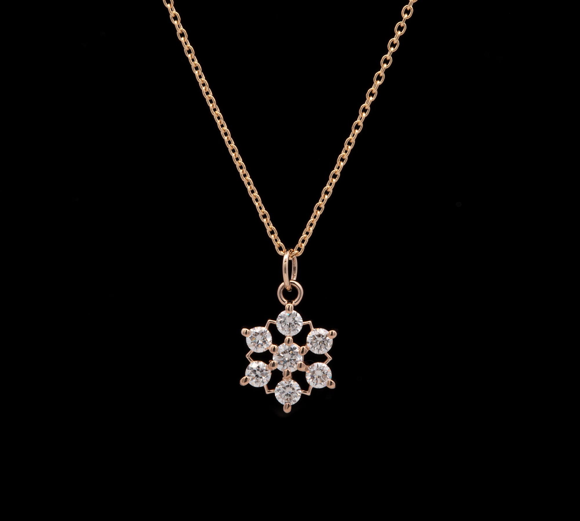 Warren Small Diamond Snowflake Pendant With 18 Inch Chain, 14K Yellow Gold