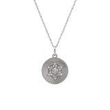 Wilmington Diamond Snowflake Disc Pendant With 18" Chain, 14K White Gold