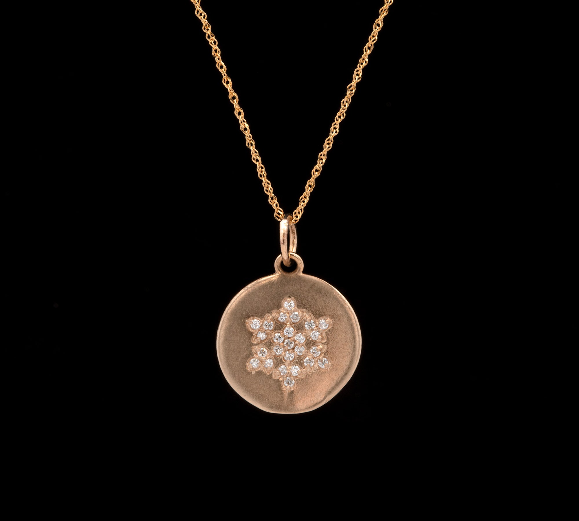 Wilmington Diamond Snowflake Pendant With 18" Chain, 14K Yellow Gold