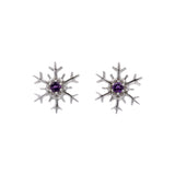 Montpelier Amethyst Snowflake Stud Earrings, 14K White Gold