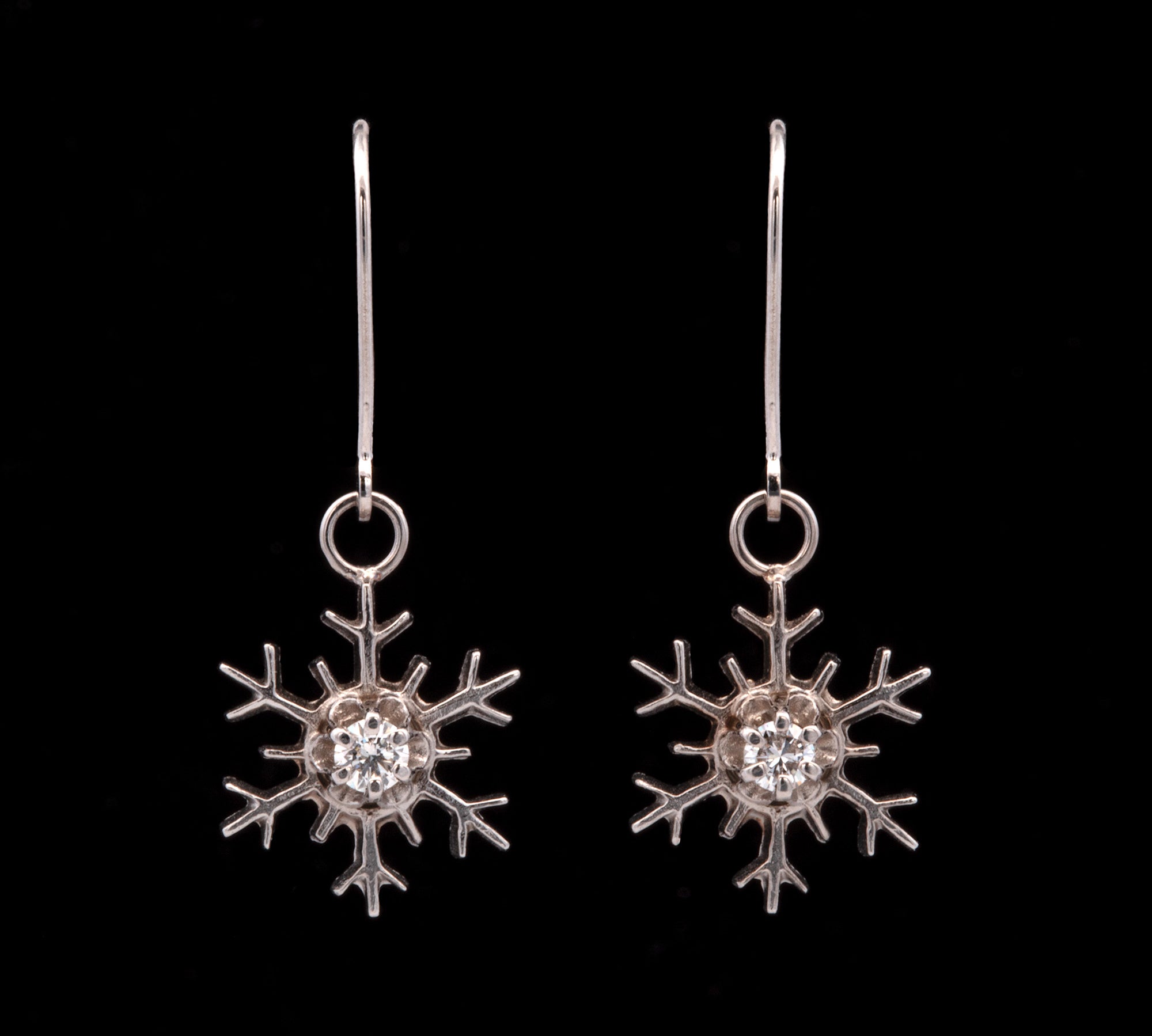 Montpelier Diamond Snowflake Dangle Earrings With Leverbacks, 14K White Gold