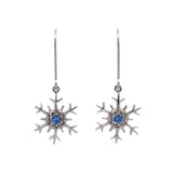 Montpelier Sapphire Snowflake Dangle Earrings With Leverbacks, 14K White Gold