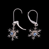 Montpelier Sapphire Snowflake Dangle Earrings With Leverbacks, 14K White Gold