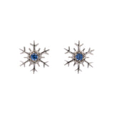 Montpelier Sapphire Snowflake Stud Earrings, 14K White Gold