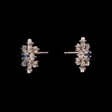 Montpelier Sapphire Snowflake Stud Earrings, 14K White Gold
