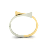 18K Yellow And White Custom Made Gold Diamond Nail Head "Bypass" Hinged Bracelet