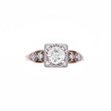 14K Yellow Gold and White Gold Antique Round Single Cut Diamond Ring
