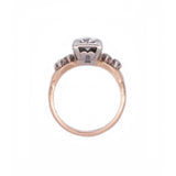 14K Yellow Gold and White Gold Antique Round Single Cut Diamond Ring