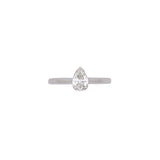 14K White Gold Pear Cut Diamond Solitaire Ring