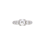 14K White Gold Old European Cut Diamond Ring With Side Accents