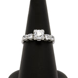 14K White Gold Old European Cut Diamond Ring With Side Accents