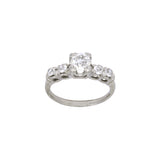 14K White Gold Old European Cut Diamond Ring With Side Accents