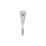 14K White Gold Old European Cut Diamond Ring With Side Accents