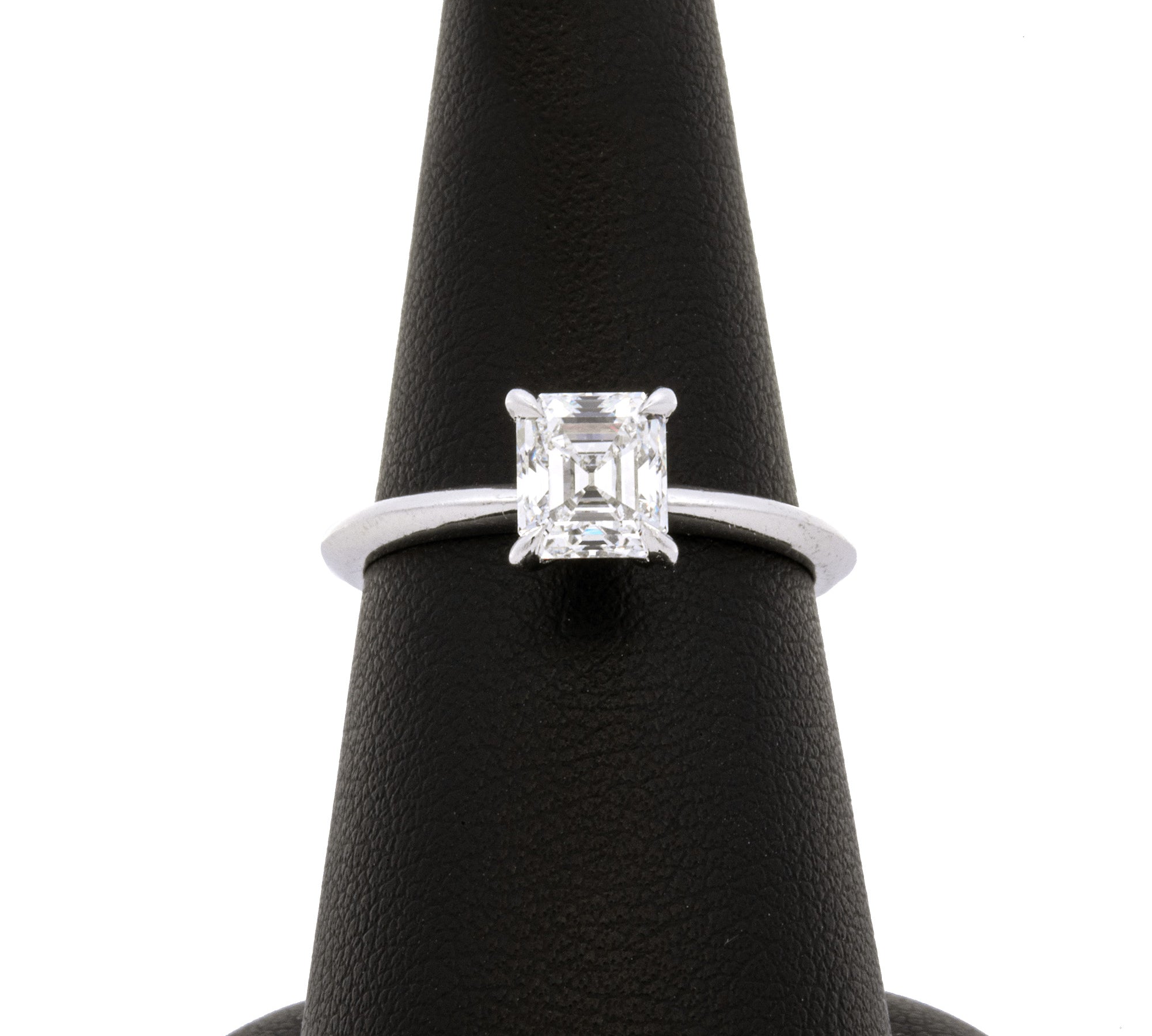 Platinum Emerald Cut Diamond Ring