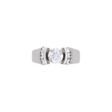 14K White Gold Diamond Ring with Diamond Accents