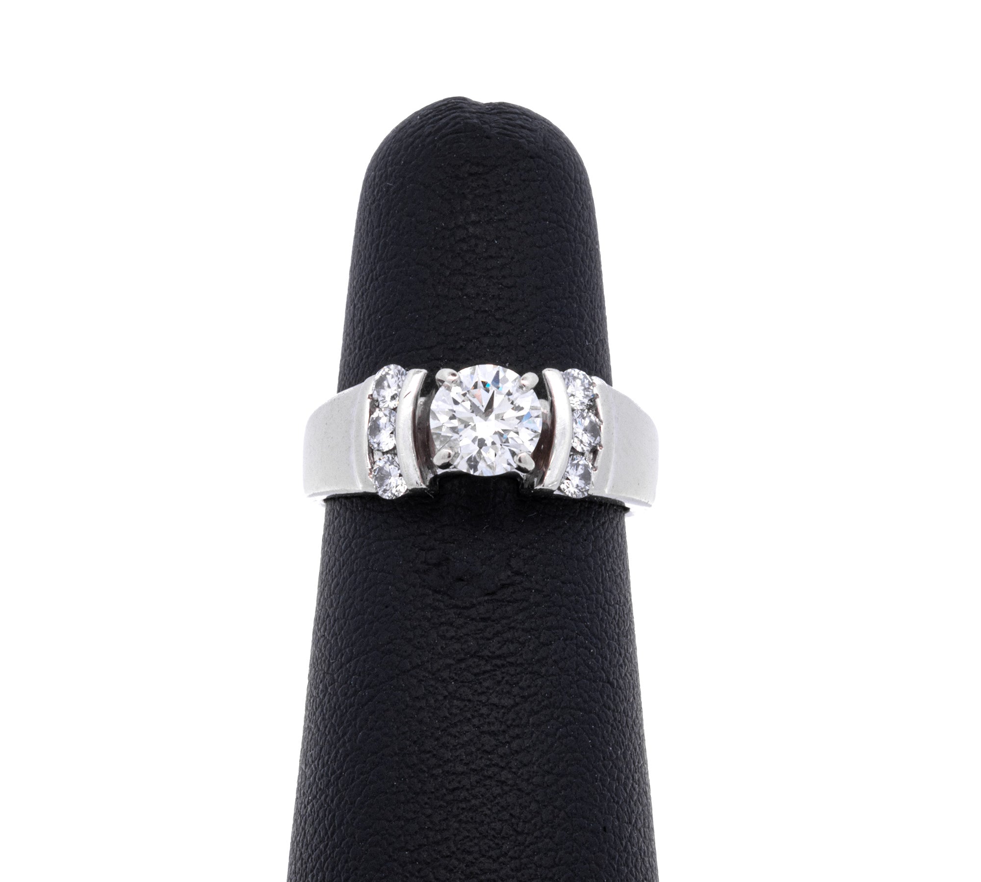 14K White Gold Diamond Ring with Diamond Accents