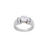 14K White Gold Diamond Ring with Diamond Accents