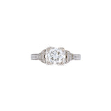 Platinum Art Deco Old European Cut Diamond Engagement Ring