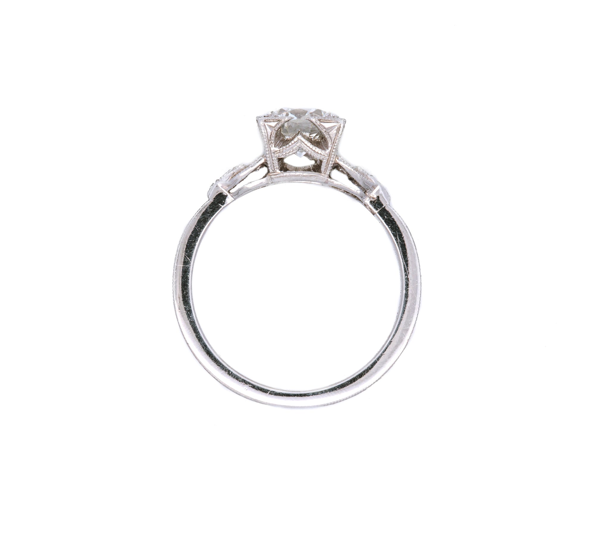 Platinum Art Deco Old European Cut Diamond Engagement Ring