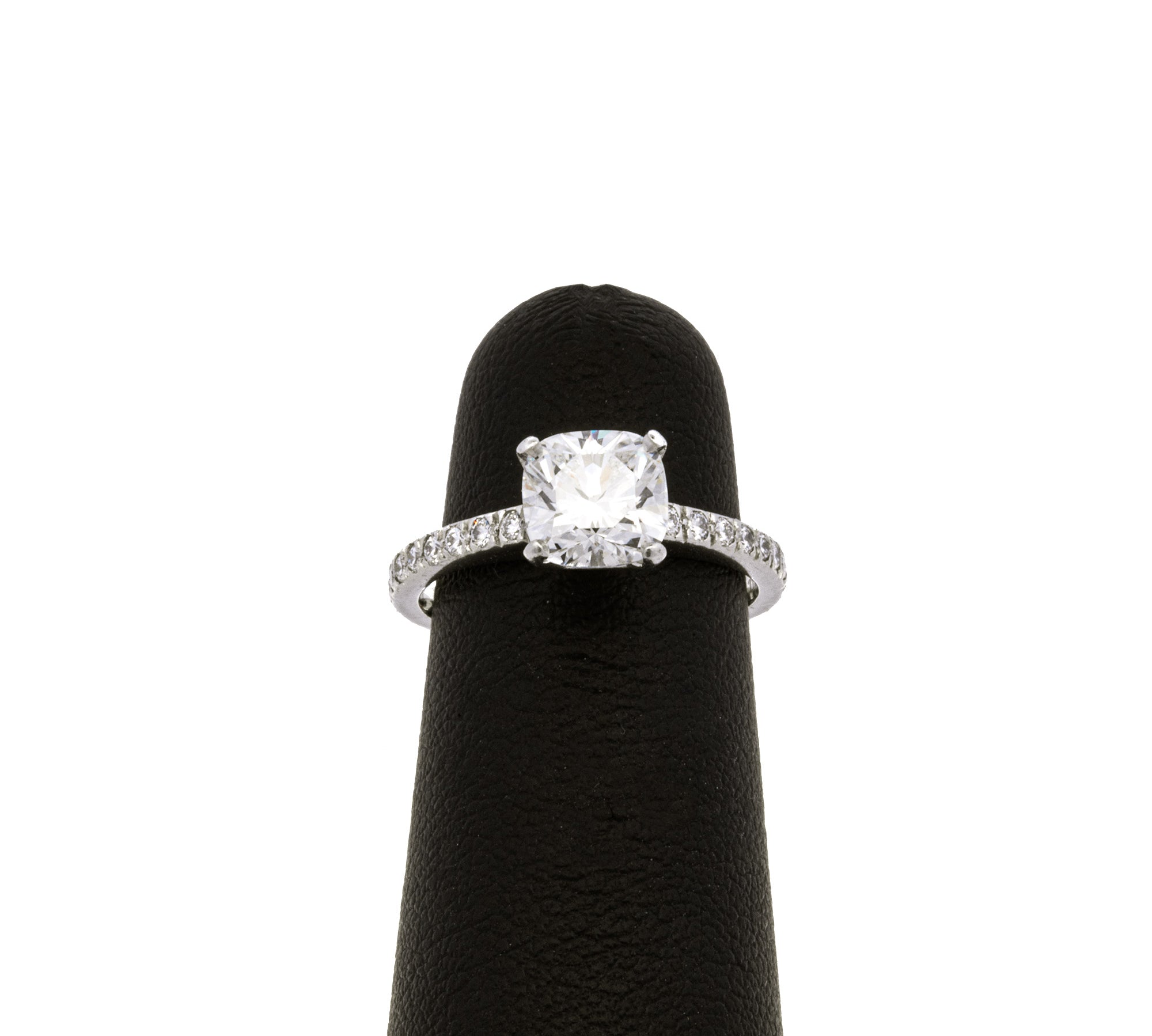 Platinum Tiffany & Co. "True" Diamond Ring With Round Diamond Accents