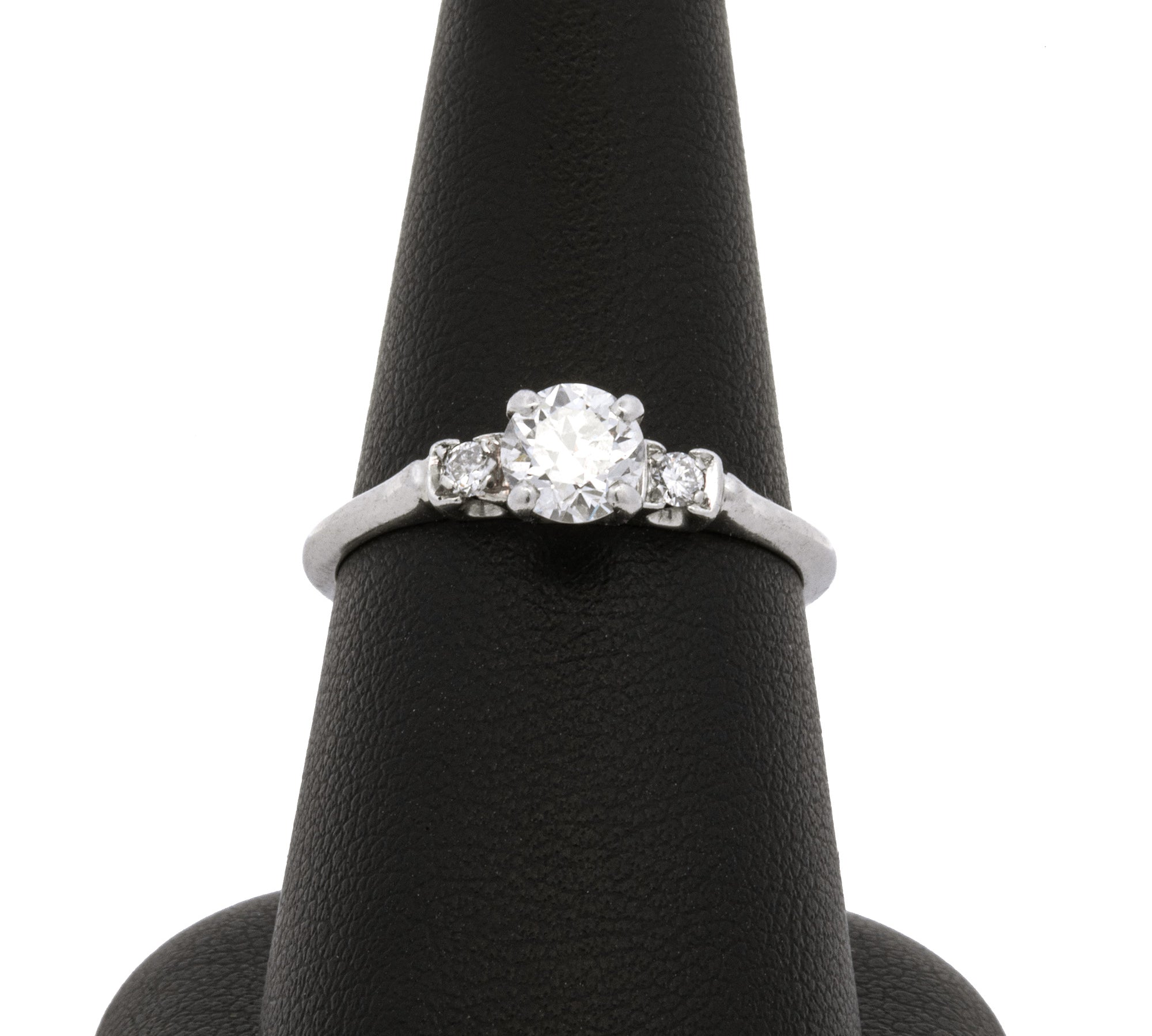Platinum Diamond Solitaire Ring With Diamond Accents