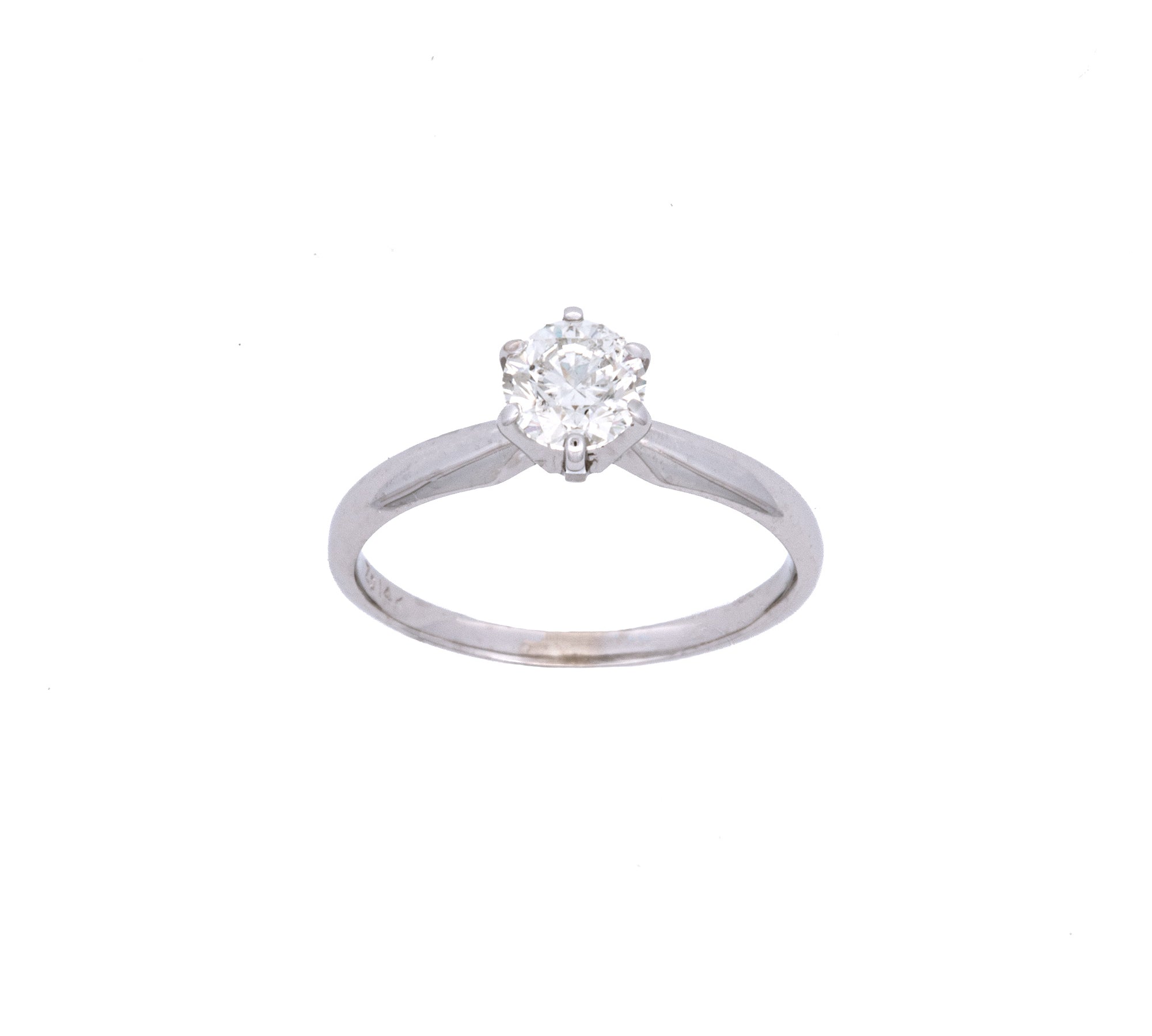 14K White Gold Round Brilliant Cut Diamond Ring