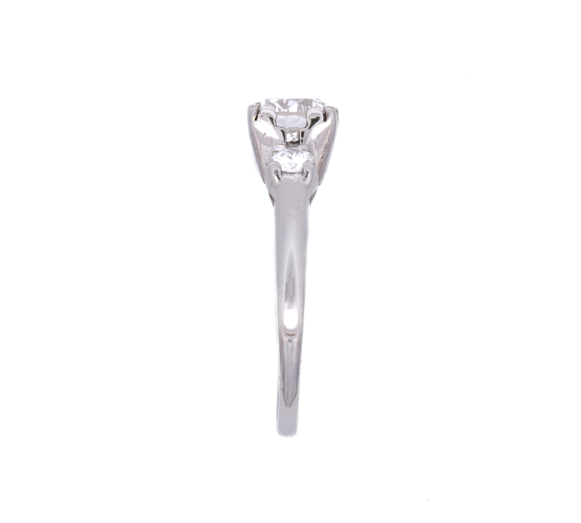 Platinum 1950s Round Brilliant Cut Diamond Ring