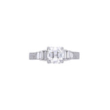 Platinum Square Emerald Cut Diamond Engagement Ring