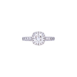 14K White Gold "Lab Grown" Cushion Brilliant Cut Diamond Halo Engagement Ring