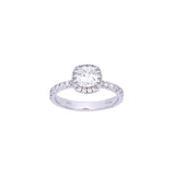 14K White Gold "Lab Grown" Cushion Brilliant Cut Diamond Halo Engagement Ring