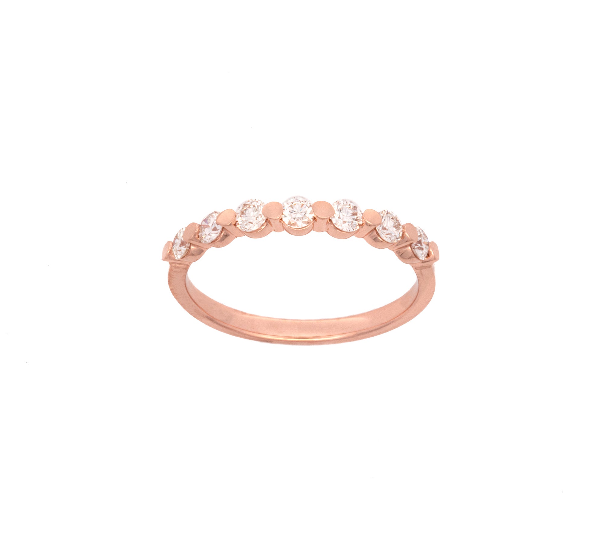 14K Rose Gold Diamond Bar Set Ring