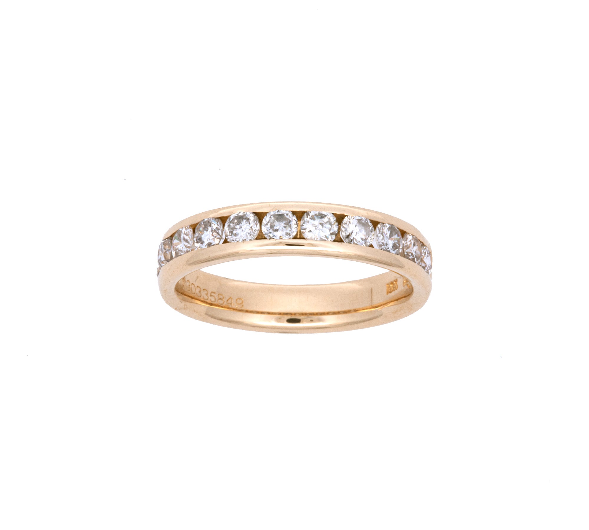 18K Yellow Gold Channel Set Diamond Half Band