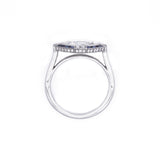 Platinum Art Deco Marquise Ring with Round Sapphires and Diamonds