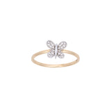 14K Yellow And White Gold Diamond Butterfly Ring