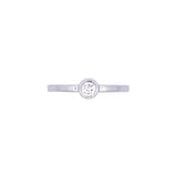 14K White Gold Round Bezel Set Diamond Ring