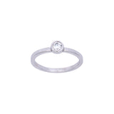14K White Gold Round Bezel Set Diamond Ring