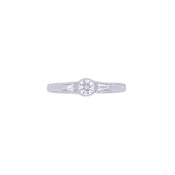 18K White Gold Three Stone Taper Diamond Ring