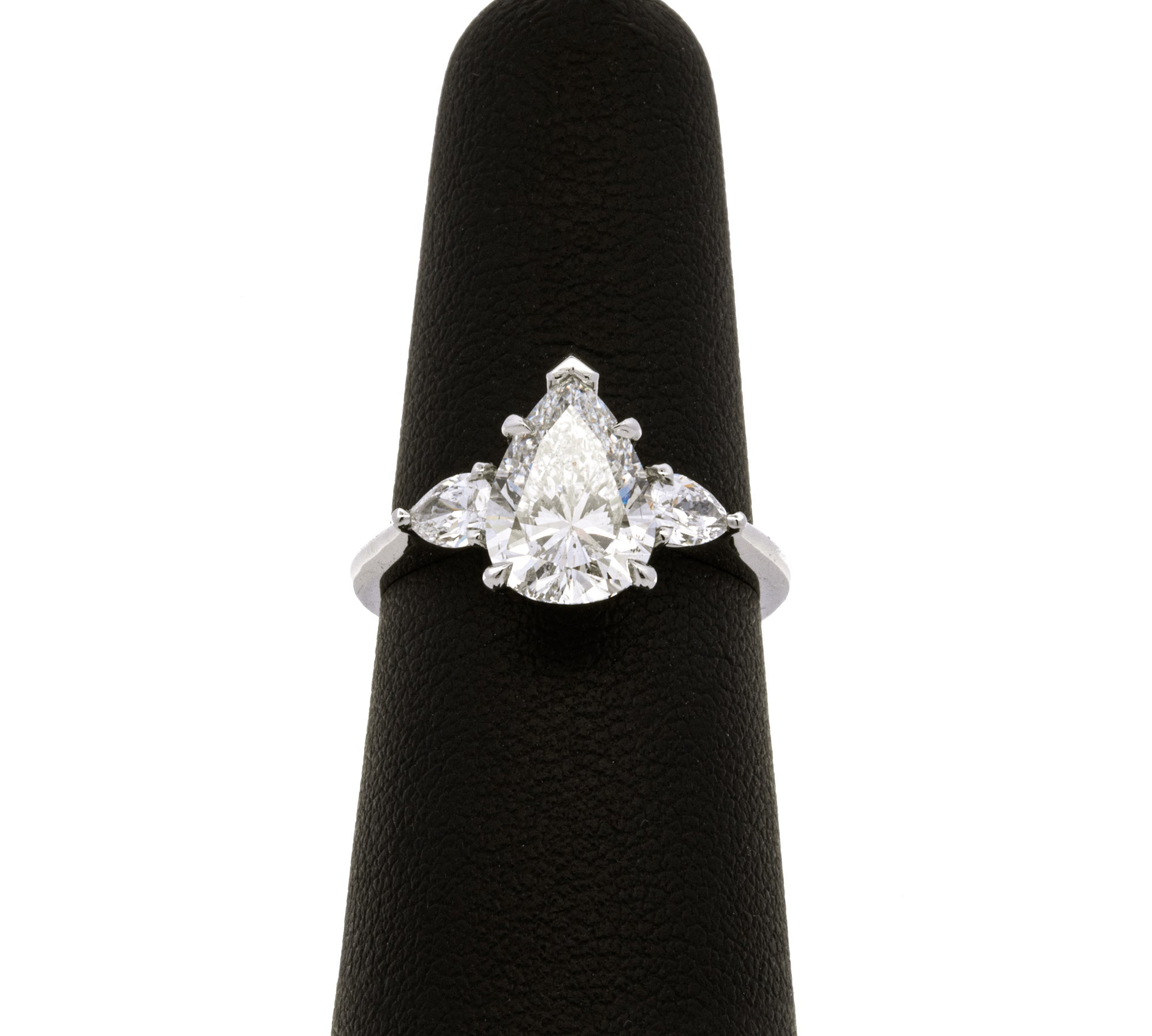 Platinum Pear Shaped Diamond 3 Stone Ring