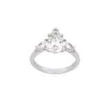 Platinum Pear Shaped Diamond 3 Stone Ring