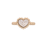 18K Yellow Gold Diamond Pave Heart Ring